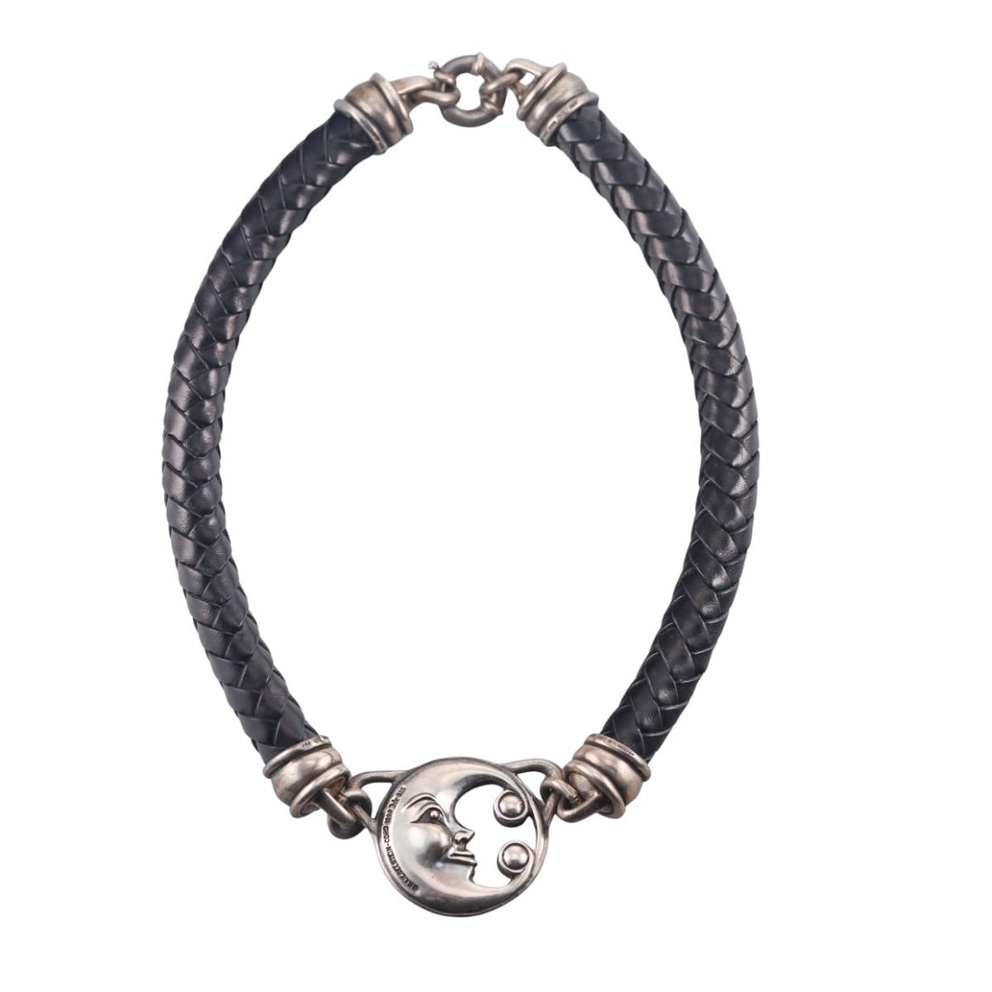Kieselstein Cord Silver Leather Crescent Moon Pendant Necklace (1 of 4)