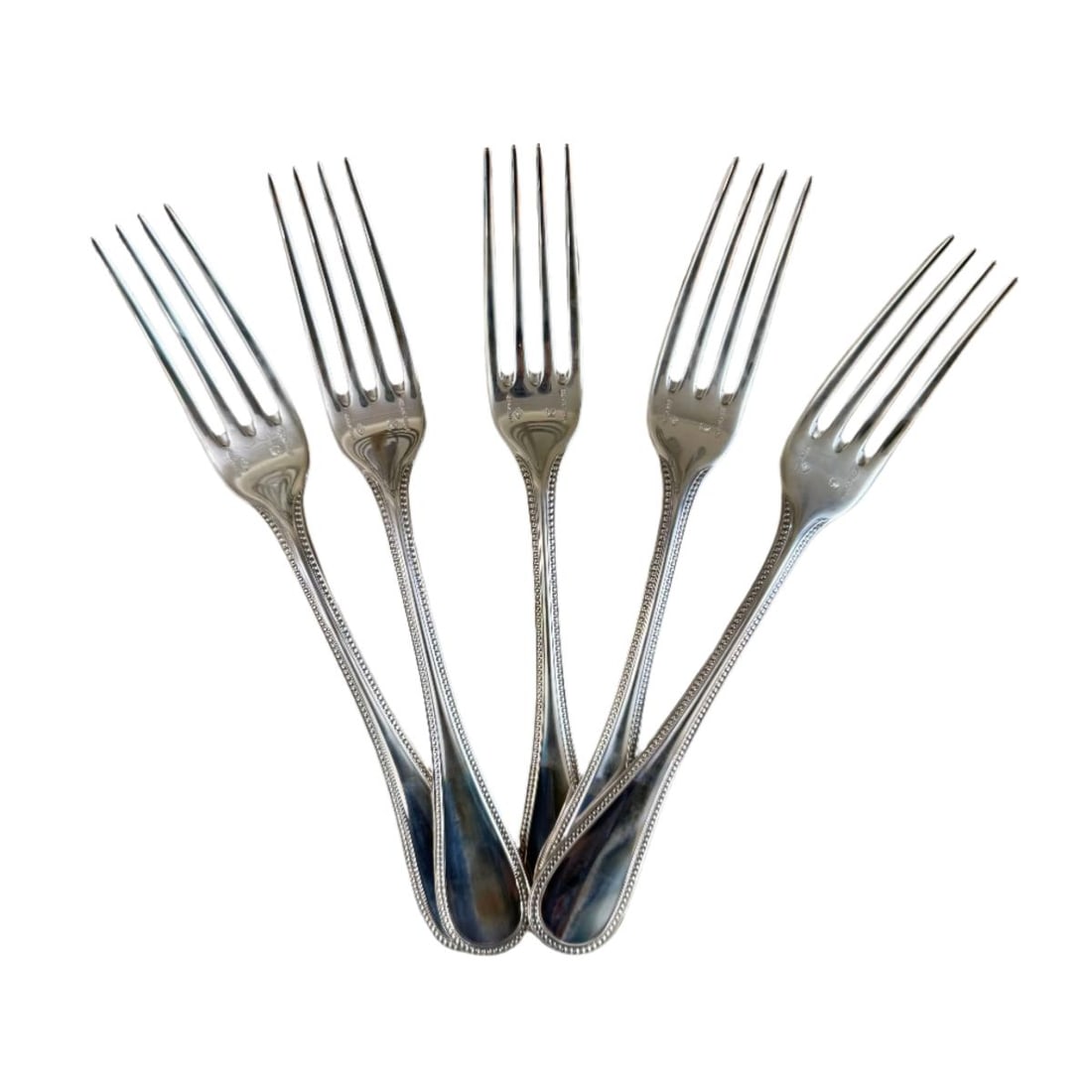 Set of 5 Christofle Perles Sterling Dinner Fork (1 of 7)