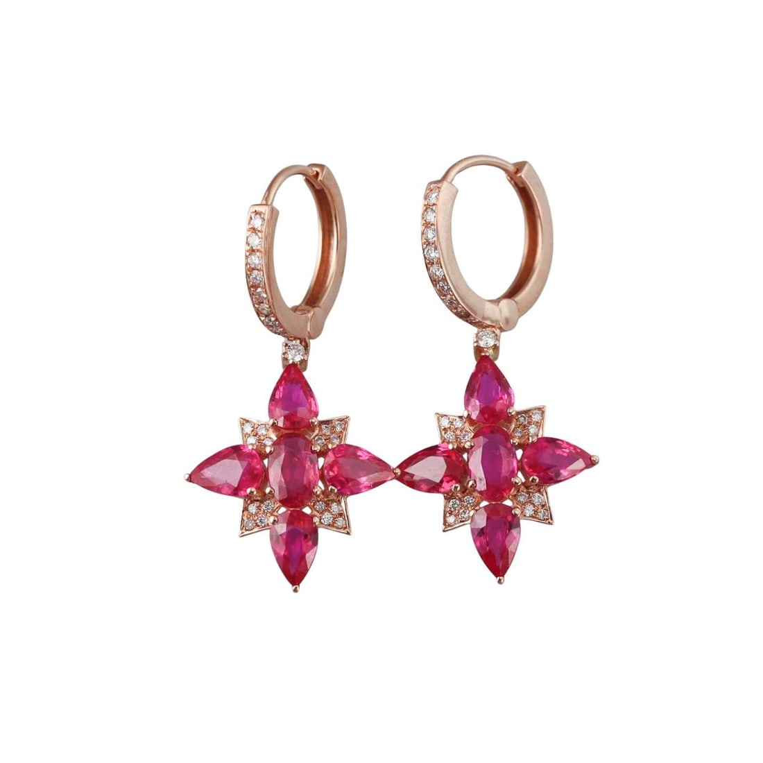 GIA 6.22ctw Mozambique Ruby 18k Gold Diamond Earrings: Metal : 18k Yellow Gold Designer : Not Signed Gemstone : GIA 6.22ctw Mozambique rubies, Diamonds approx. 0.34ctw. Measurements : Earrings are 35mm x 17mm. Marked: : 18k.
