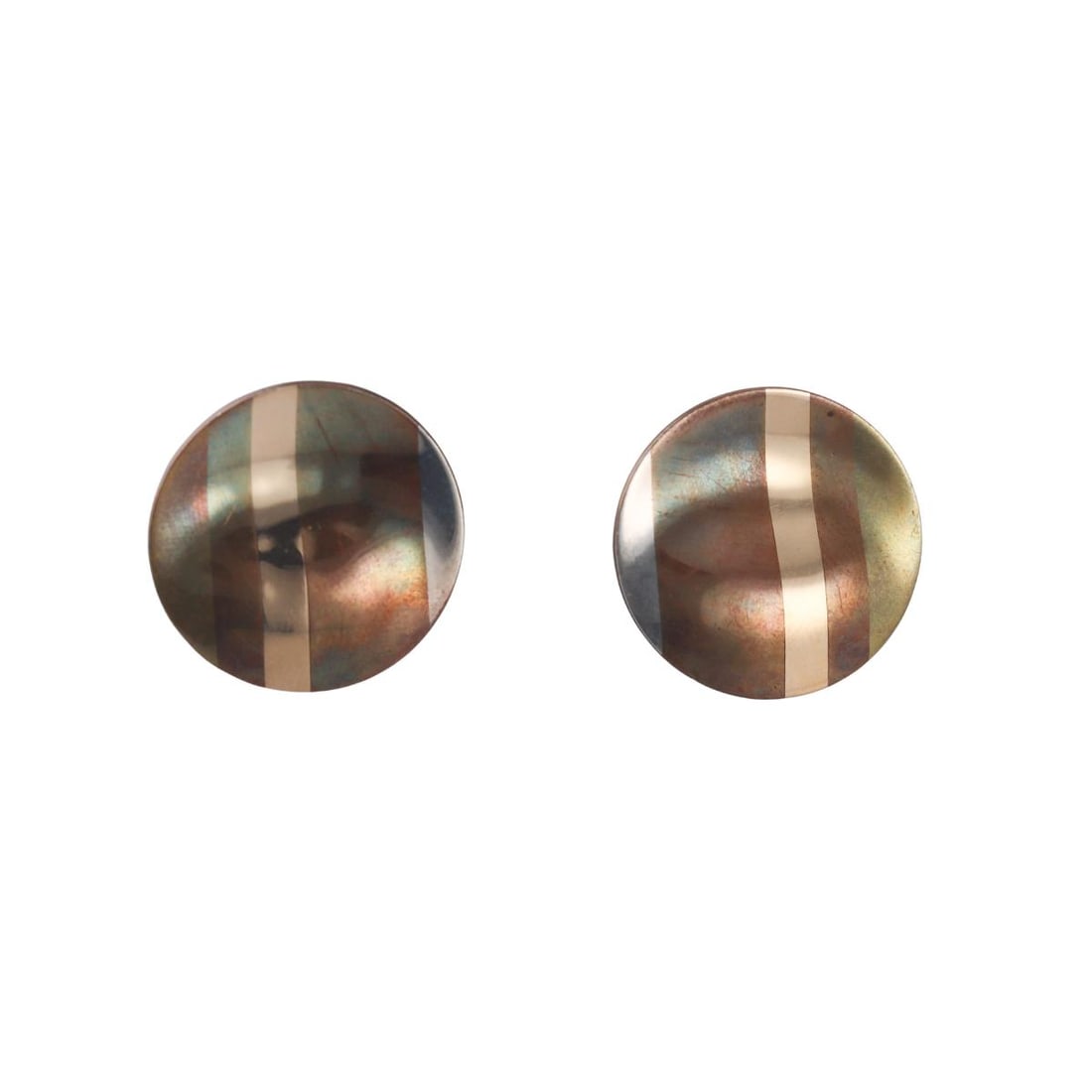 Tiffany & Co Mixed Metal Disc Earrings: Metal : Mixed Metal (Copper, Silver, Gold) Designer : Tiffany & Co Gemstone : None Measurements : Earrings are 25mm in diameter. Marked: : Tiffany & Co, 81. Weight: :