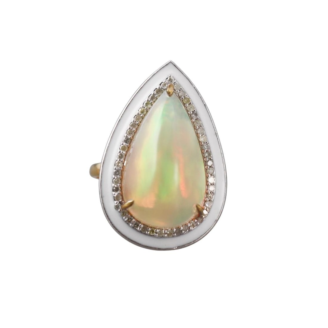 14k Gold Silver 7.20ctw Opal Diamond Cocktail Ring: Metal : 14k Gold / Sterling Silver Designer : Not Signed Gemstone : Opal 7.20ct, Diamonds approx. 0.18ctw. Measurements : Ring size 7, top is 25mm x 18mm. Marked: : Tested 14k/silver
