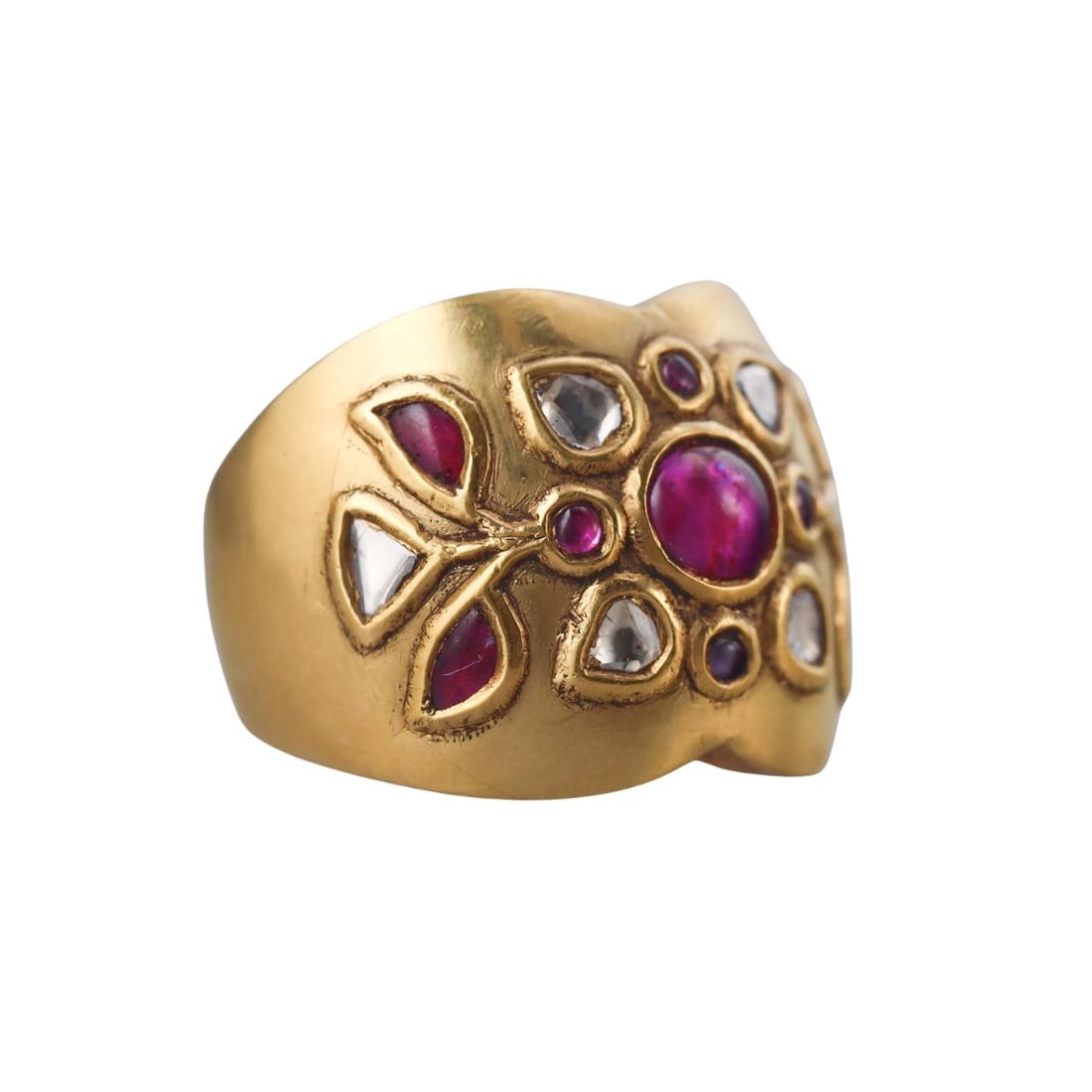 High Karat Gold Diamond Ruby RIng - 2