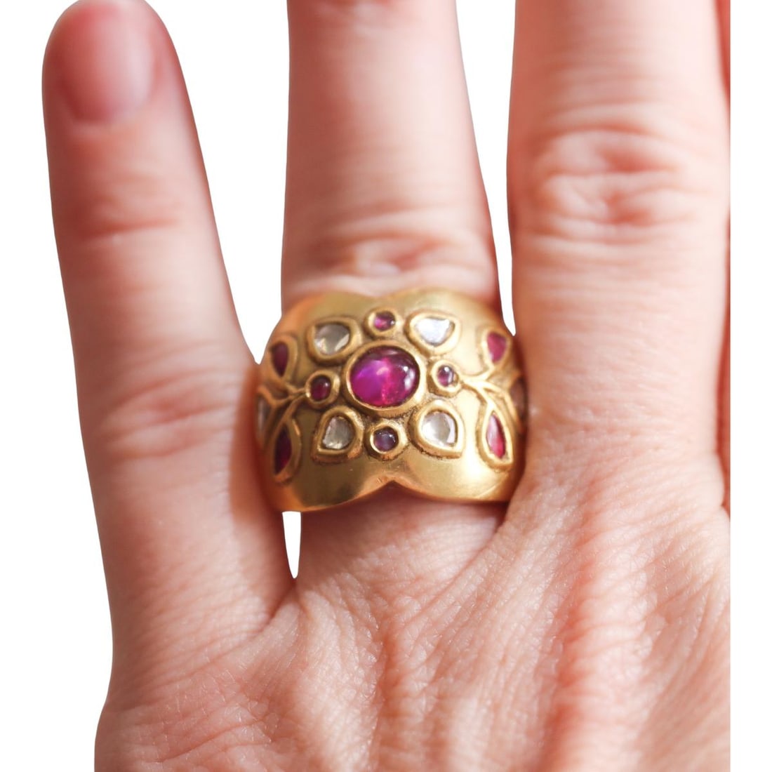 High Karat Gold Diamond Ruby RIng - 3