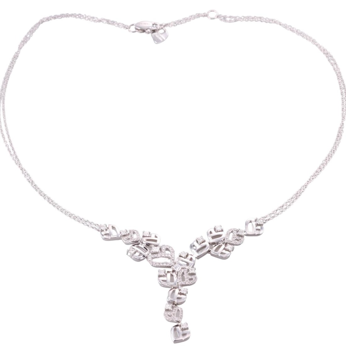 Damiani 18K Gold 1.72ctw Diamond Necklace: Metal : 18K White Gold Designer :Damiani Gemstone : Diamonds-approx.1.72ctw (G/VS) Measurements : Necklace is 16 to 16.75" long, pendant measures 70mm x 50mm Marked: : Damiani, 7
