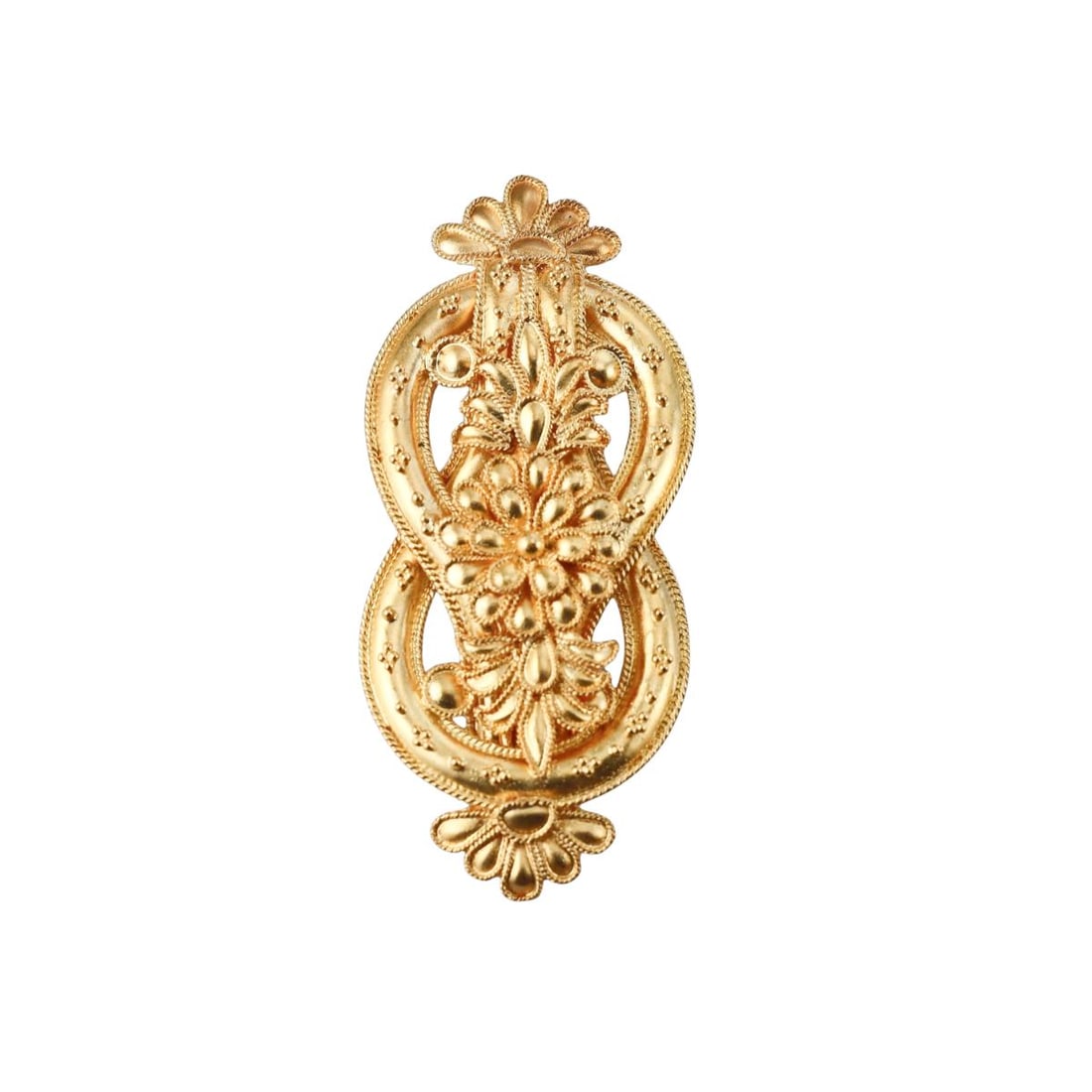 Lalaounis Greece 18k Gold Hercules Knot Etruscan Beading Brooch Pendant: Metal : 18k Yellow Gold Designer : Ilias Lalaounis Gemstone : None Measurements : Brooch is 52mm x 24mm. Marked: : 750, Maker's mark, Greece. Weight: : 16.1 grams