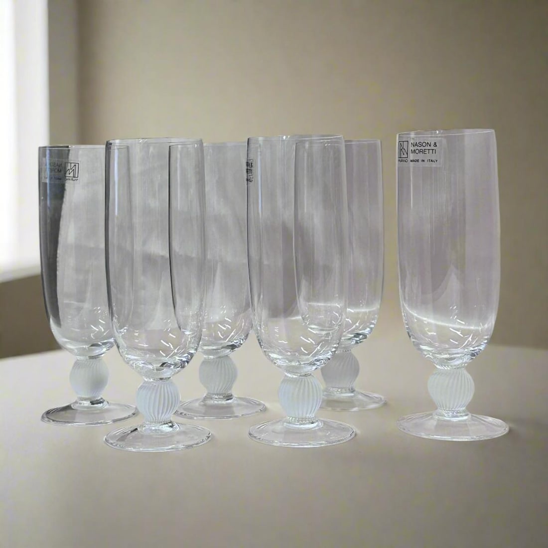 Set of 12 Nason & Moretti Murano Champagne Flutes Glass (1 of 5)