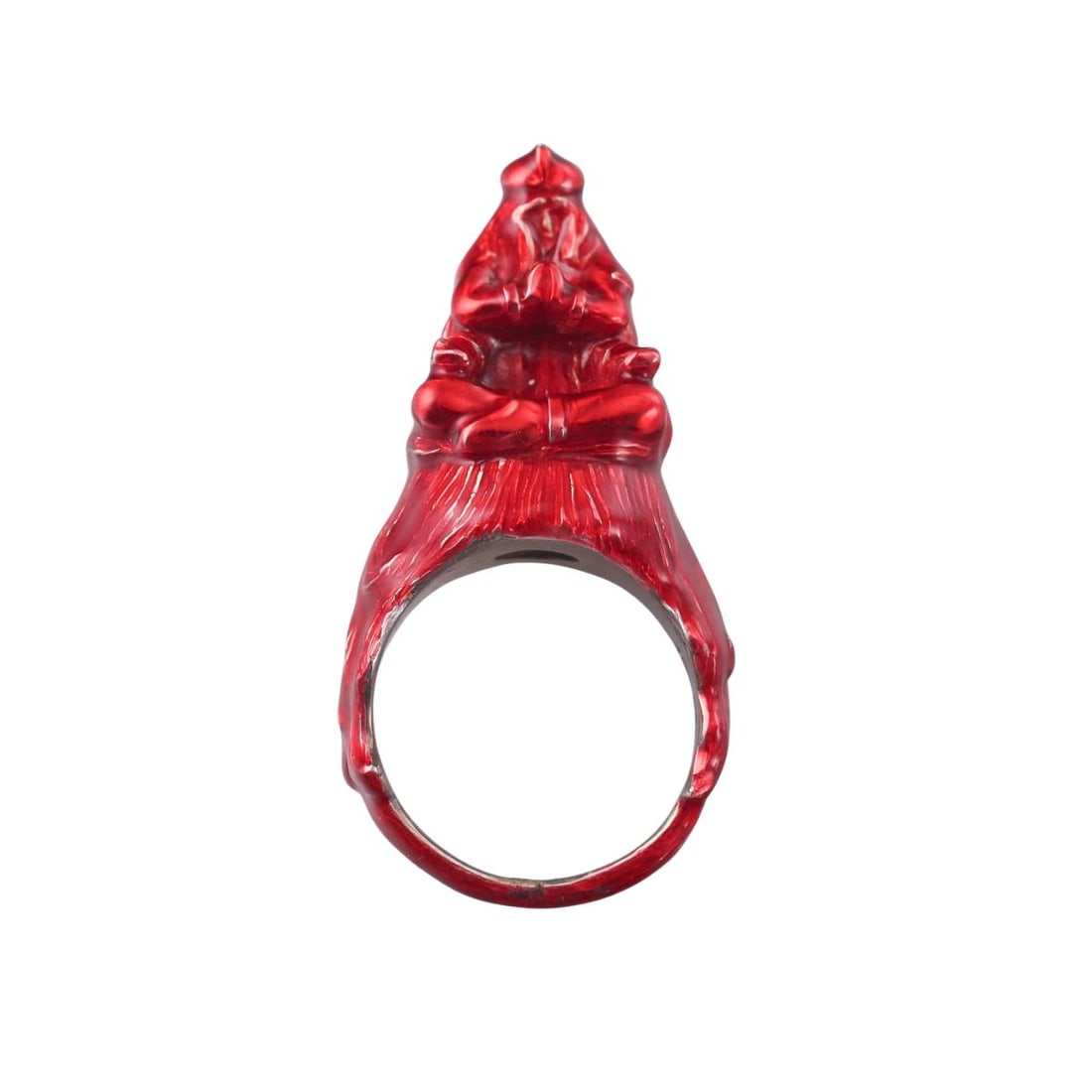 Solange Azagury Partridge Silver Enamel Meditating Monk Ring: Metal : Sterling Silver Designer : Solange Azagury Partridge Gemstone : None Measurements : Ring size 8, top is 14mm wide, sits 24mm from the finger. Marked: : English marks, SAP.