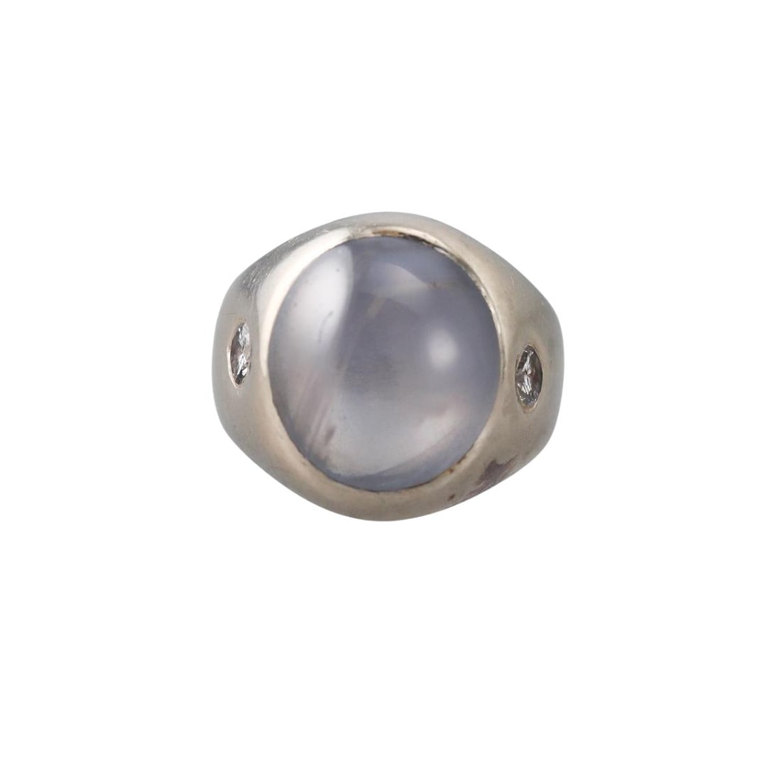 14k Gold 11ct Star Sapphire Cabochon Diamond Gypsy Ring (1 of 3)