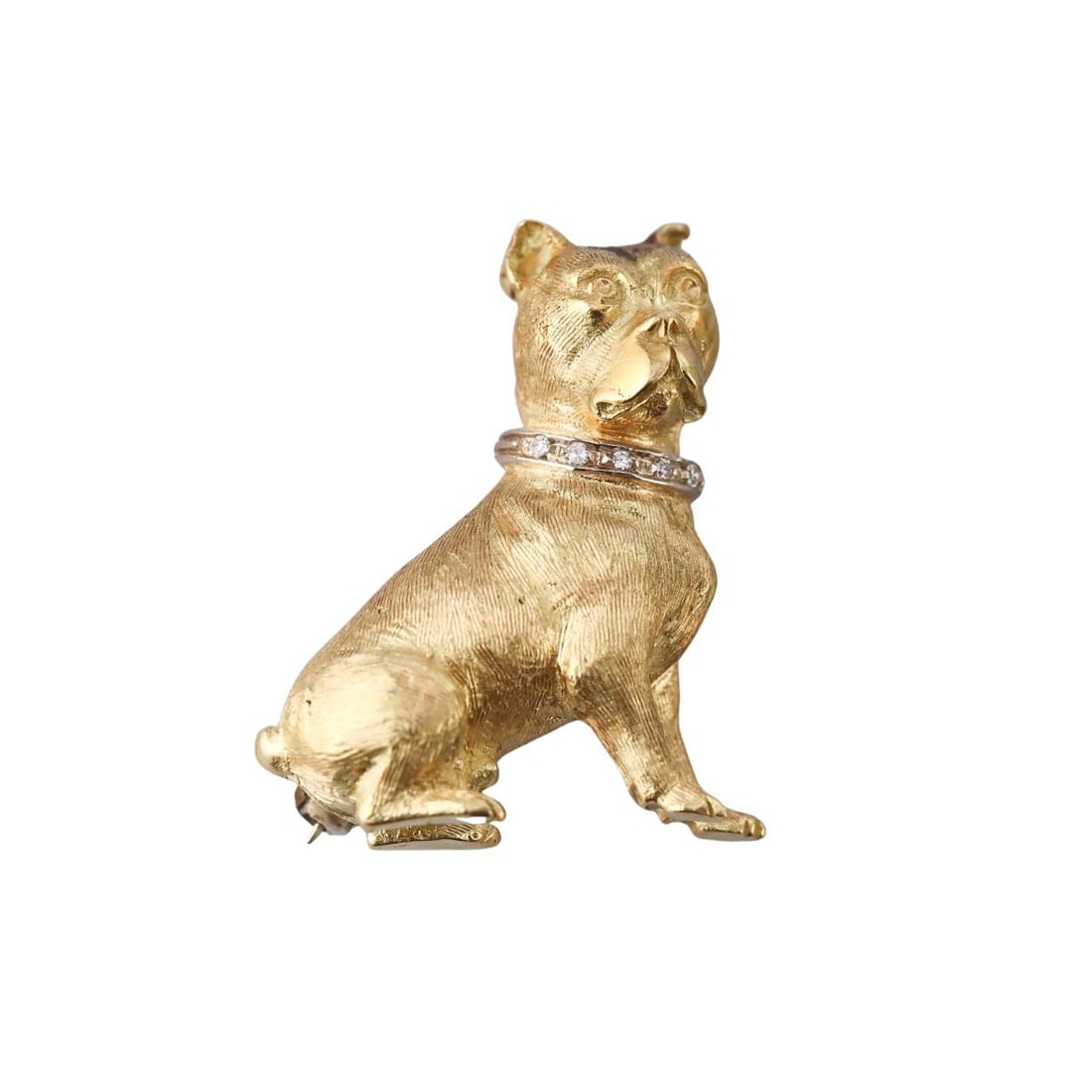 Italian Vintage 18k Gold Diamond Boxer Dog Brooch Pendant (1 of 4)