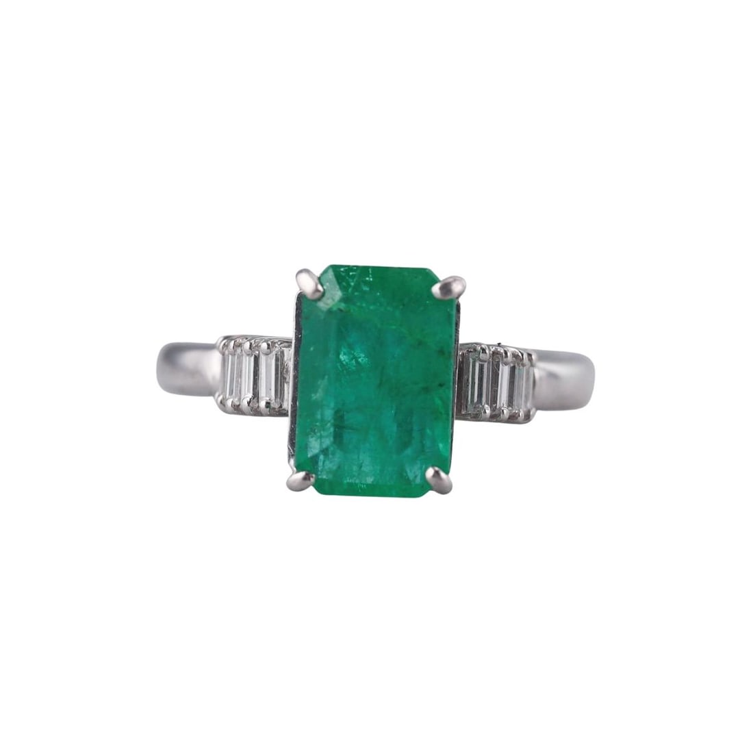 Platinum 3.08ct Emerald Diamond Ring (1 of 3)