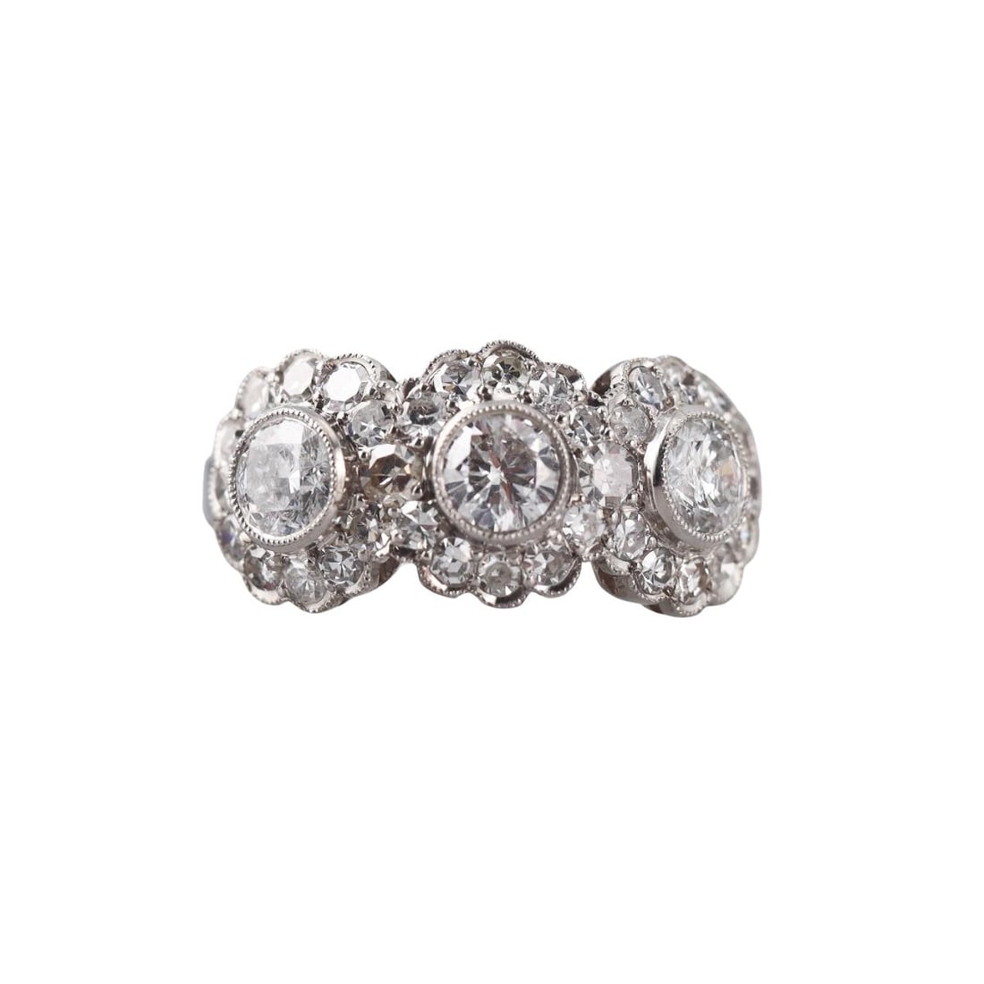 Platinum 2.25ctw Diamond Ring: Metal : Platinum Designer : Not Signed Gemstone : Diamonds approx. 2.25ctw, Si1-Si2/GH. Measurements : Ring size 6.75, top is 9.5mm x 20mm. Marked: : Tested plat. Weight: