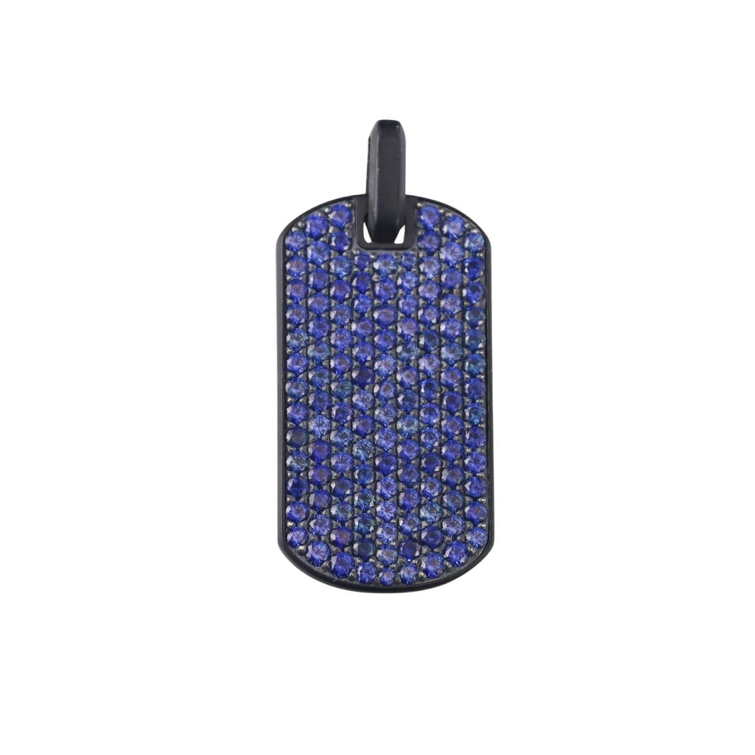 David Yurman Chevron Titanium Sapphire Tag Pendant: Metal : Titanium Designer : David Yurman Gemstone : Sapphire Measurements : Pendant is 40mm with bale x 19mm. Marked: : Ti, DY. Weight: : 10.5 grams Conditio