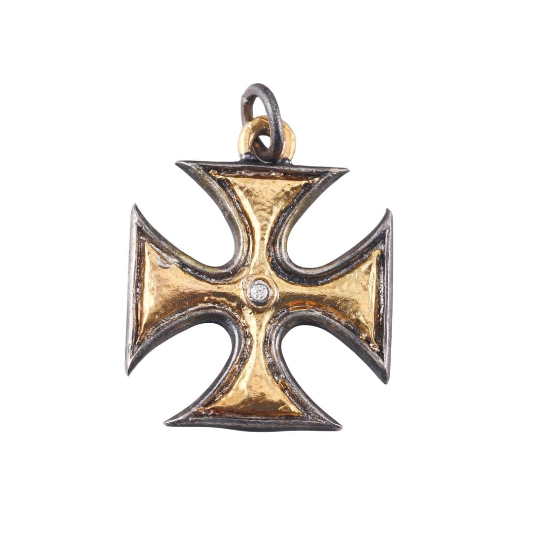Ancient Inspired 24k Gold Silver Diamond Cross Pendant (1 of 2)