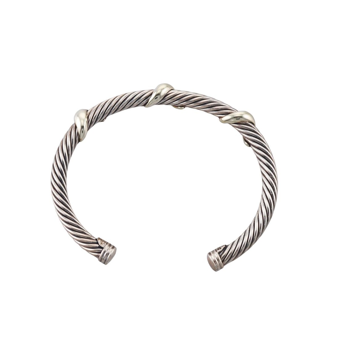 David Yurman 14K Gold Sterling Silver Cable Cuff Bracelet (1 of 5)