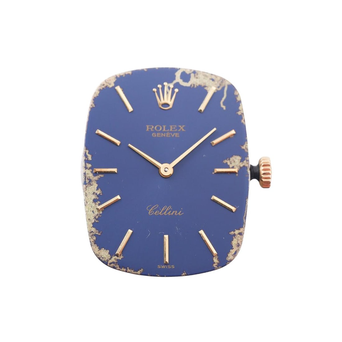 Rolex Cellini Blue Watch Dial & Movement 1601: Designer : Rolex Movement : Manual wind 1601 - working order. Measurements : Dial is 26mm x 20mm. Reference/Model: : Cellini, 1601. Functions : Hours, Minutes. Condition :