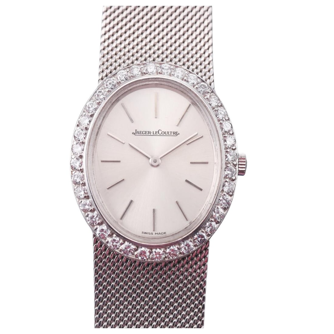 Jaeger LeCoultre 1960s 18k Gold Diamond Ladies Watch: Metal : 18k White Gold Designer : Jaeger LeCoultre Movement : Manual wind - working order. Measurements : Case 23mm x 28mm, bracelet is 6 5/8". Reference/Model: : 953837 A. F