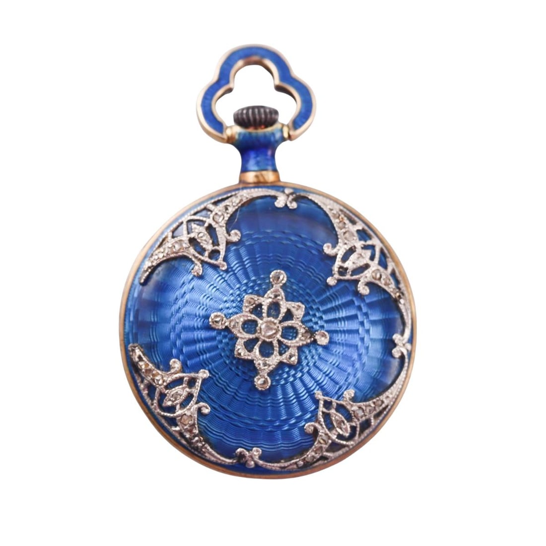 Antique 18k Gold Enamel Diamond Pocket Watch: Metal : 18k Yellow Gold Designer : Not Signed Movement : Manual wind - working order. Measurements : Case 24mm. Reference/Model: : n/a Functions : Hours, Minutes.
