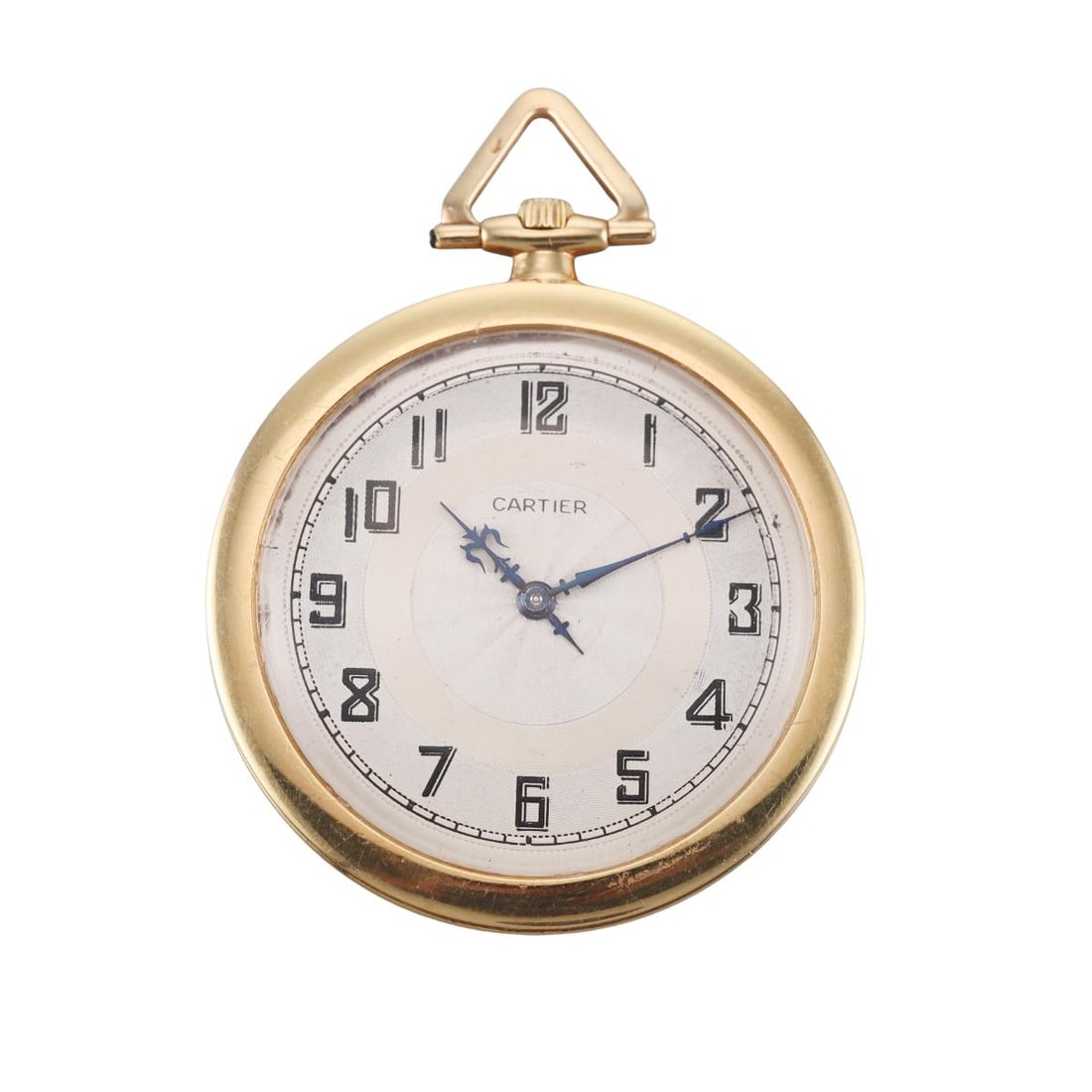 Cartier European Watch & Clock Co. EWCC 18k Gold Pocket Watch: Metal : 18k Yellow Gold Designer : Cartier Movement : Manual wind - working order. EWCC movement. Measurements : Case 45mm. Reference/Model: : n/a Functions : Hours, Minu