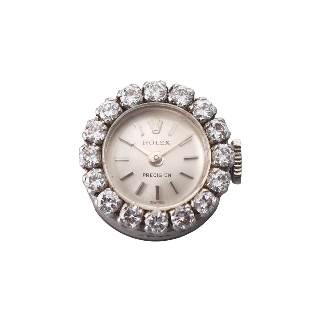 Vintage Rolex Precision 18k Gold Diamond Ladies Watch 8963: Metal : 18k White Gold Designer : Rolex Movement : Manual wind - not working. Measurements : Case 16mm, band slide slot is 12.5mm. Reference/Model: : Precision 8963 / Case no. 397010.