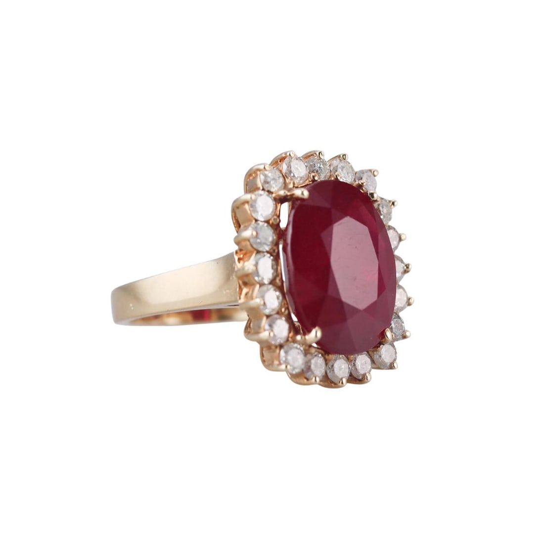 14k Gold Diamond 10ct Ruby Cocktail Ring - 2