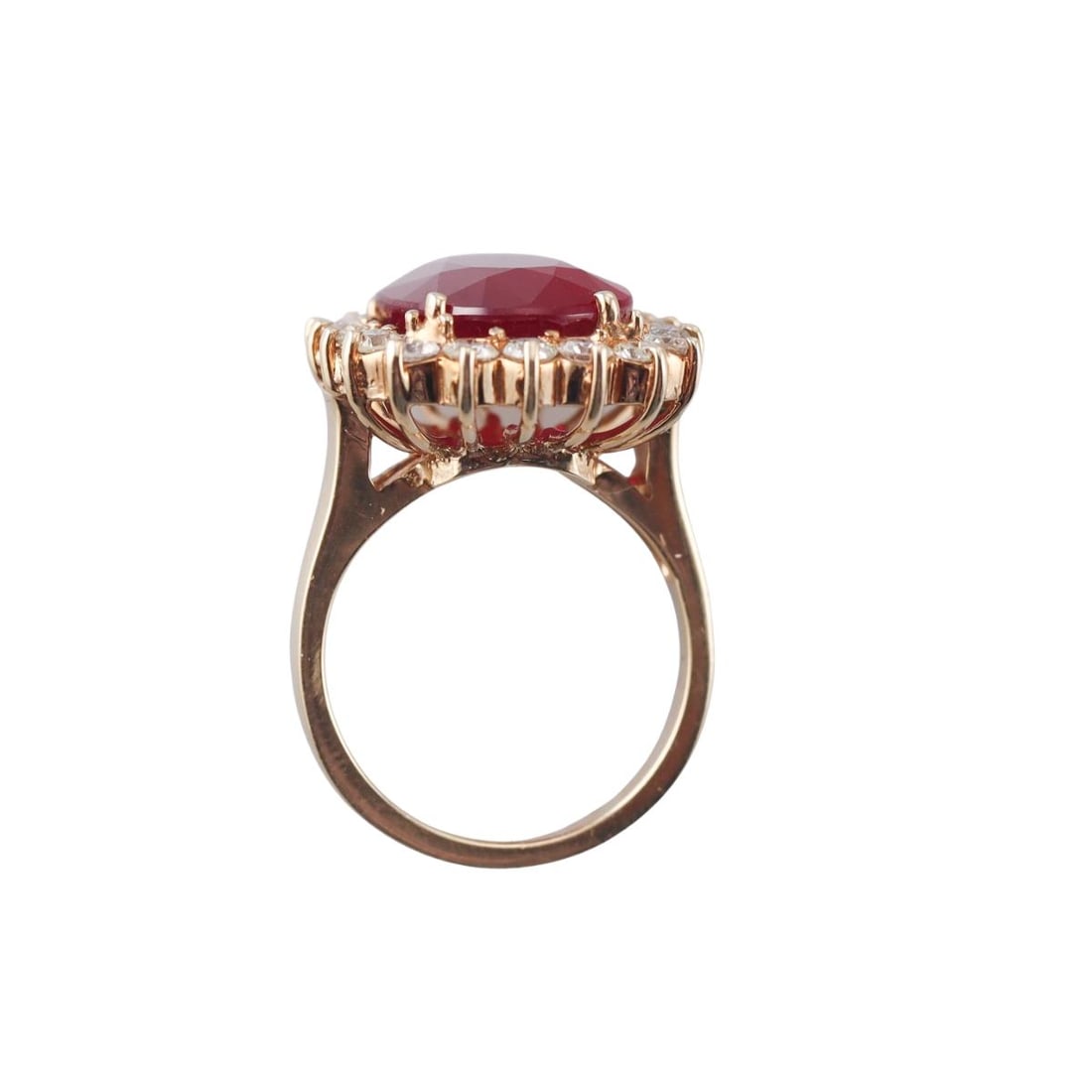 14k Gold Diamond 10ct Ruby Cocktail Ring - 3