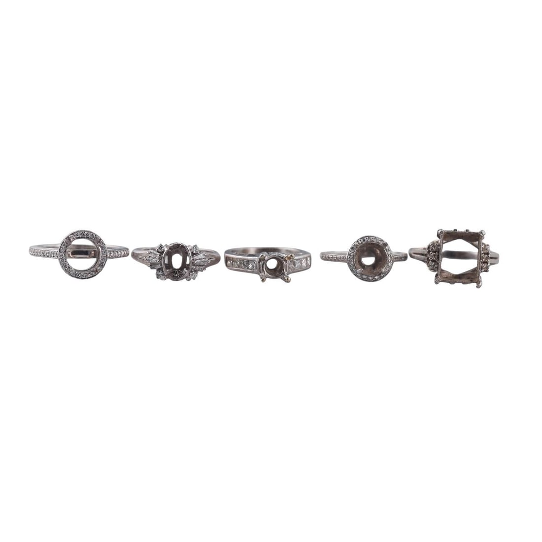 Platinum Diamond Engagement Ring Mounting Setting Lot of 5: Metal : Platinum Designer : Not Signed Gemstone : Setting diamonds. Measurements : Ring sizes - 4, 5, 6.5, 6.5 and 7.5. Marked: : Plat. Weight: : 30.9 grams Condition: : Very Good. Additional: n/a