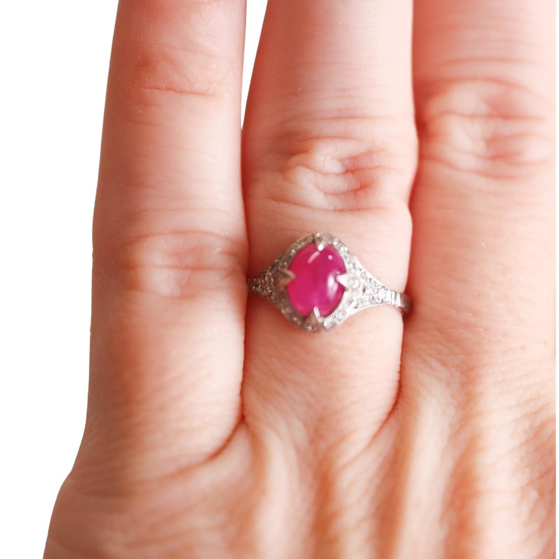 Platinum 1.95ct Ruby Diamond Ring - 3