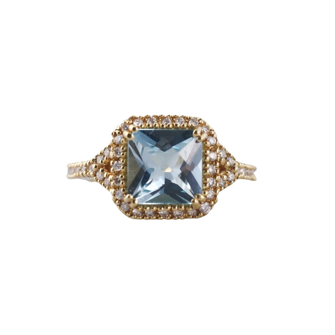 18k Gold Blue Topaz Diamond Ring (1 of 4)
