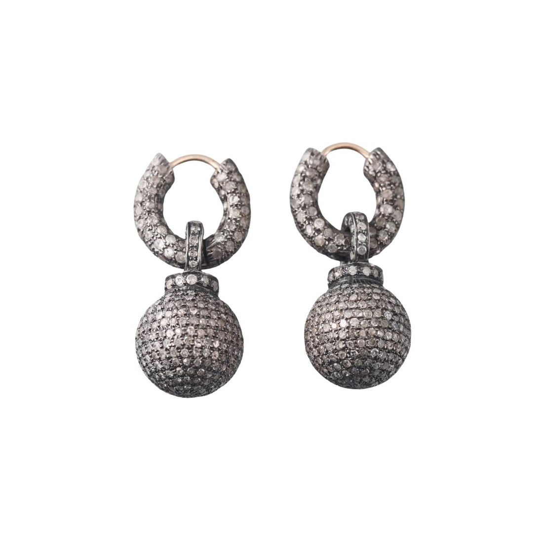 Sterling Silver Gold Diamond Ball Drop Earrings (1 of 4)