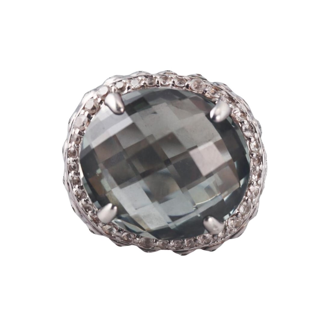 John Hardy Bamboo Batu Silver Prasiolite White Topaz Cocktail Ring (1 of 6)