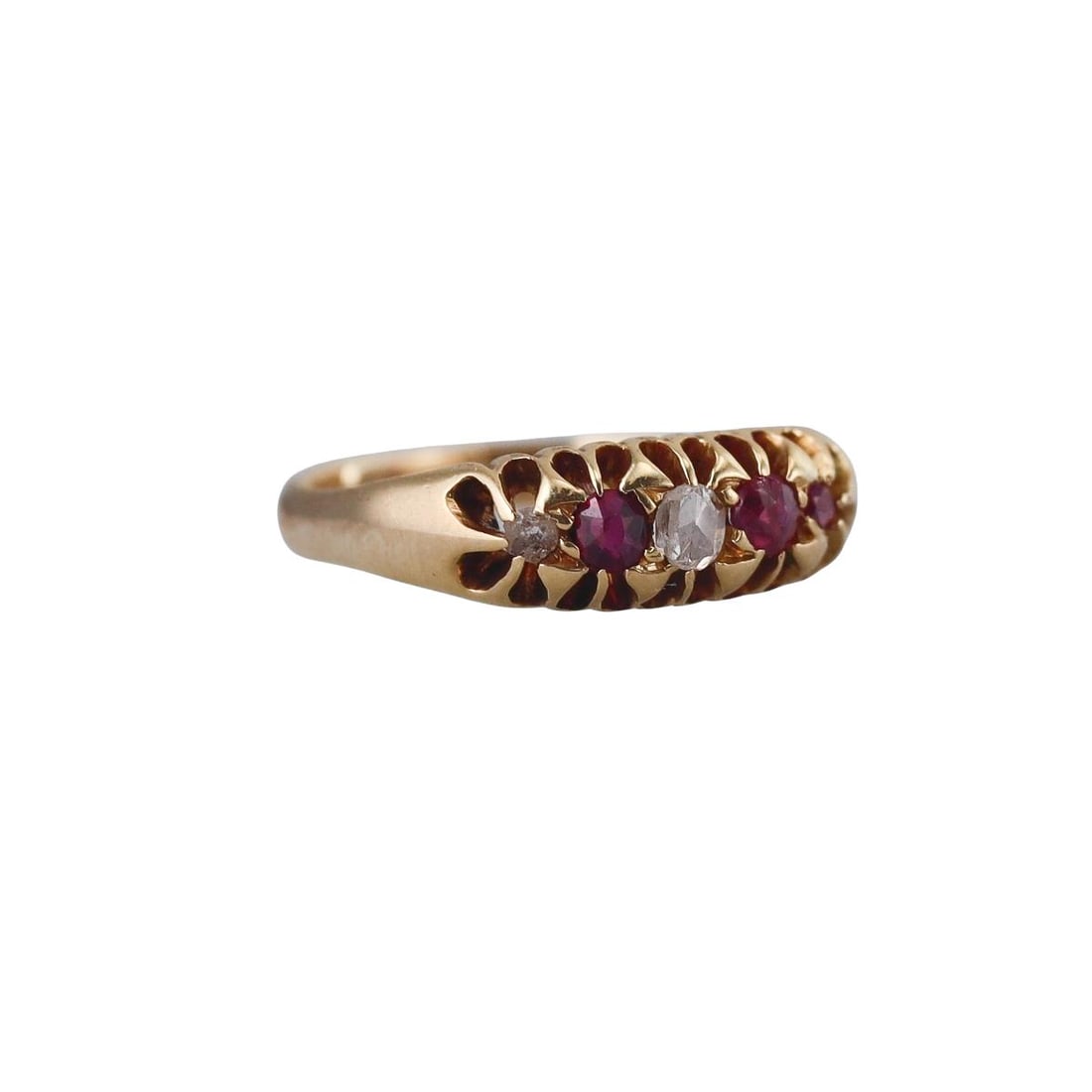 Antique Victorian 18k Gold Ruby Diamond Ring - 2