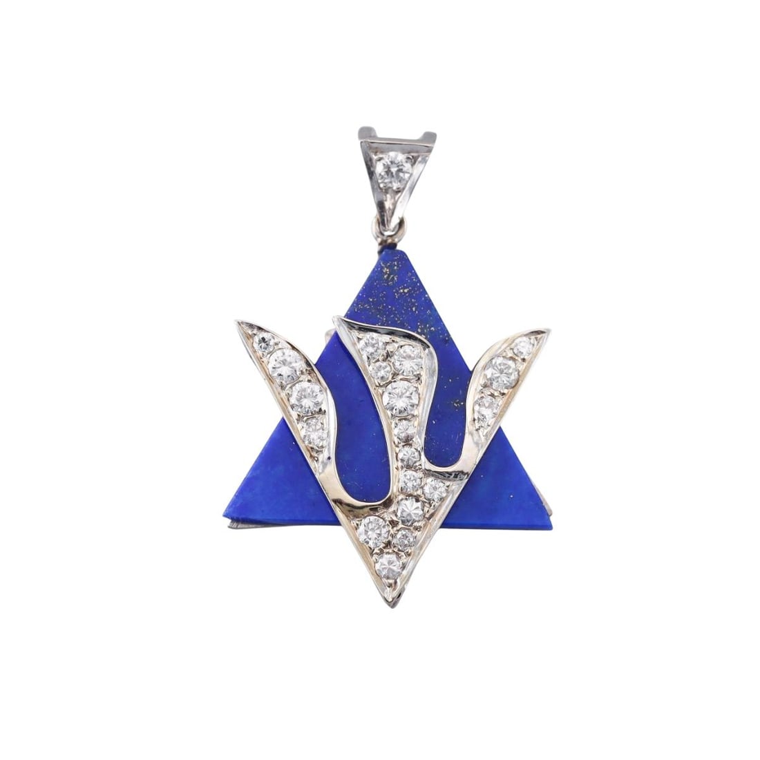 Hammerman Brothers 18k Gold Diamond Lapis Pendant: Metal : 18k White Gold Designer : Hammerman Brothers Gemstone : Diamonds 0.54ctw, Lapis. Measurements : Pendant is 32mm x 21mm. Marked: : DI054, HB mark, 750. Weight: : 5.5 grams Condition: :