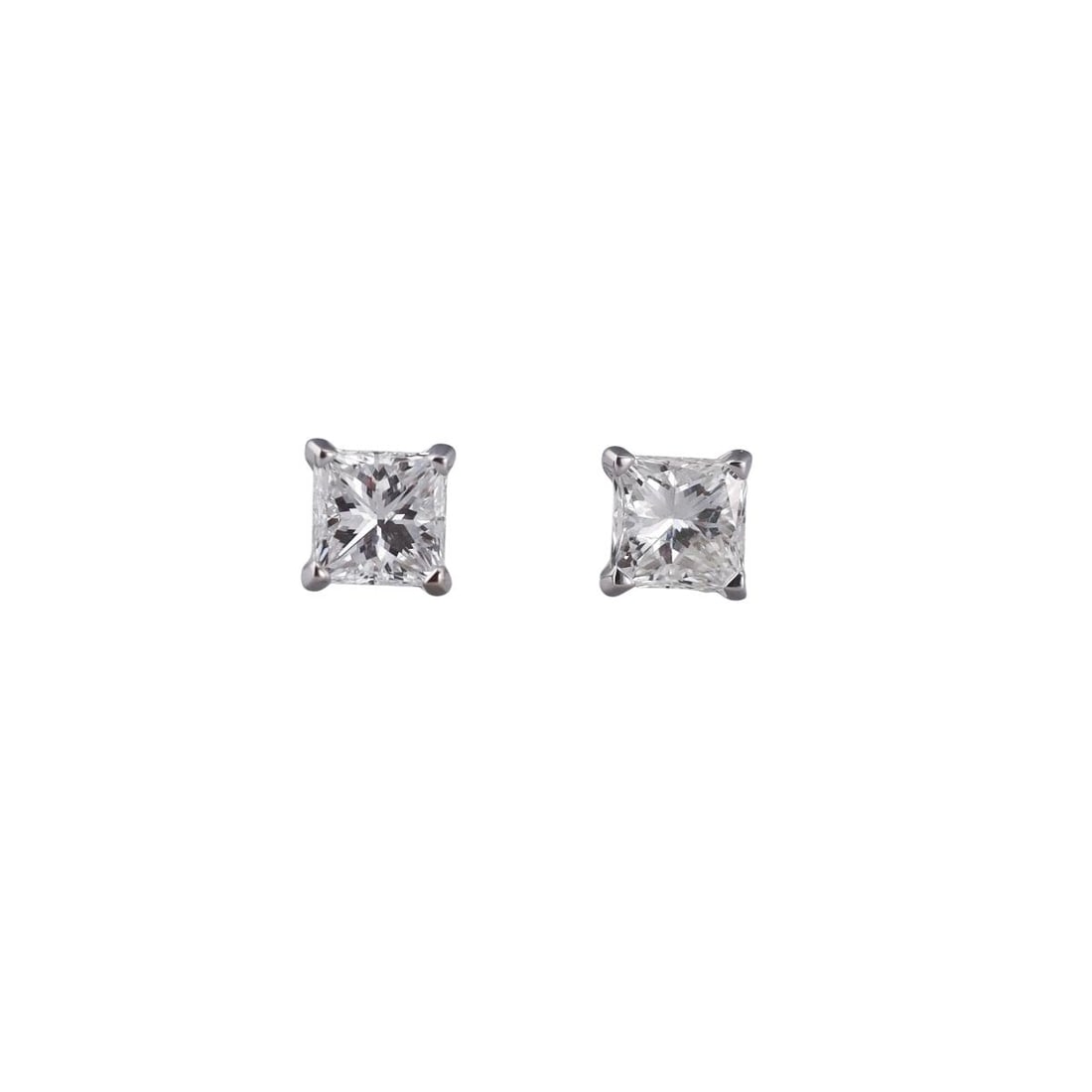 14k Gold 1.01ctw Princess Diamond Stud Earrings (1 of 3)