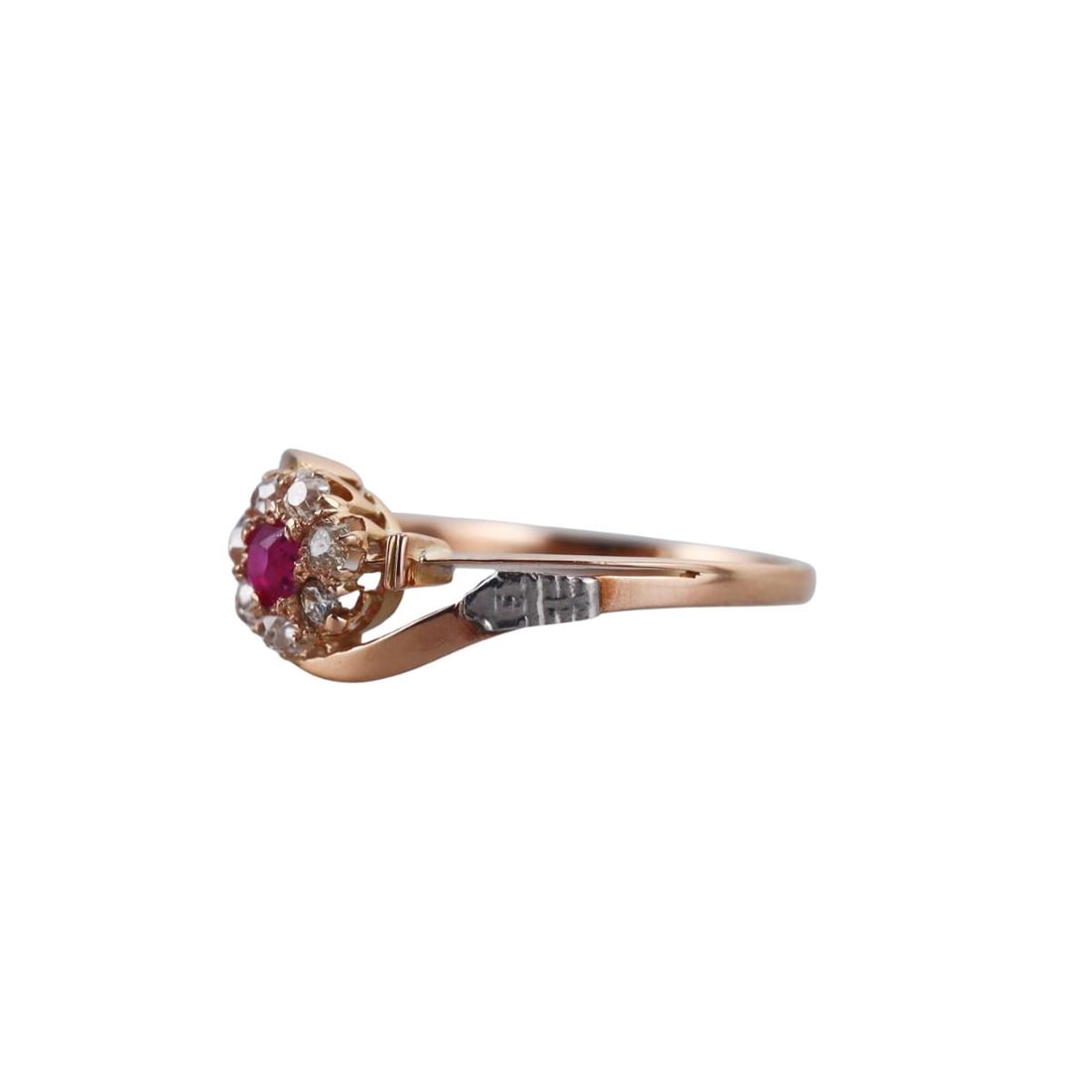 Antique 18k Gold DIamond Ruby Ring - 3