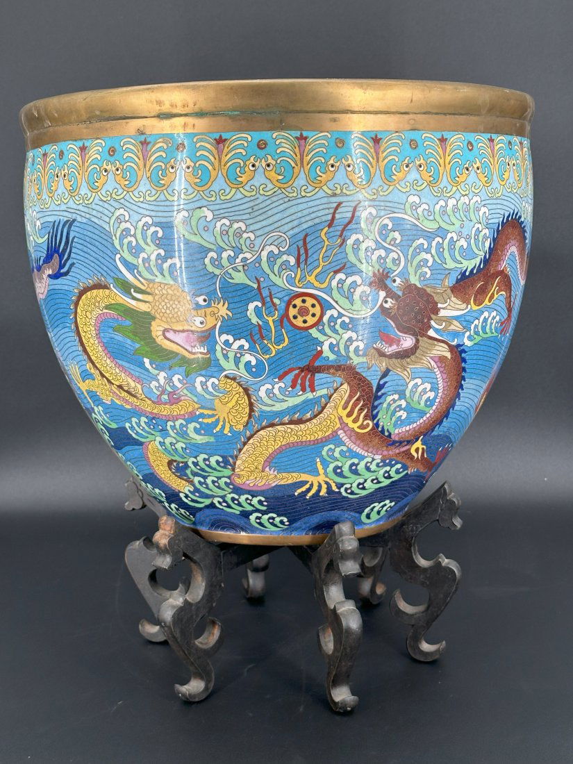 Large Cloisonne Bronze Fishbowl (1 of 5)