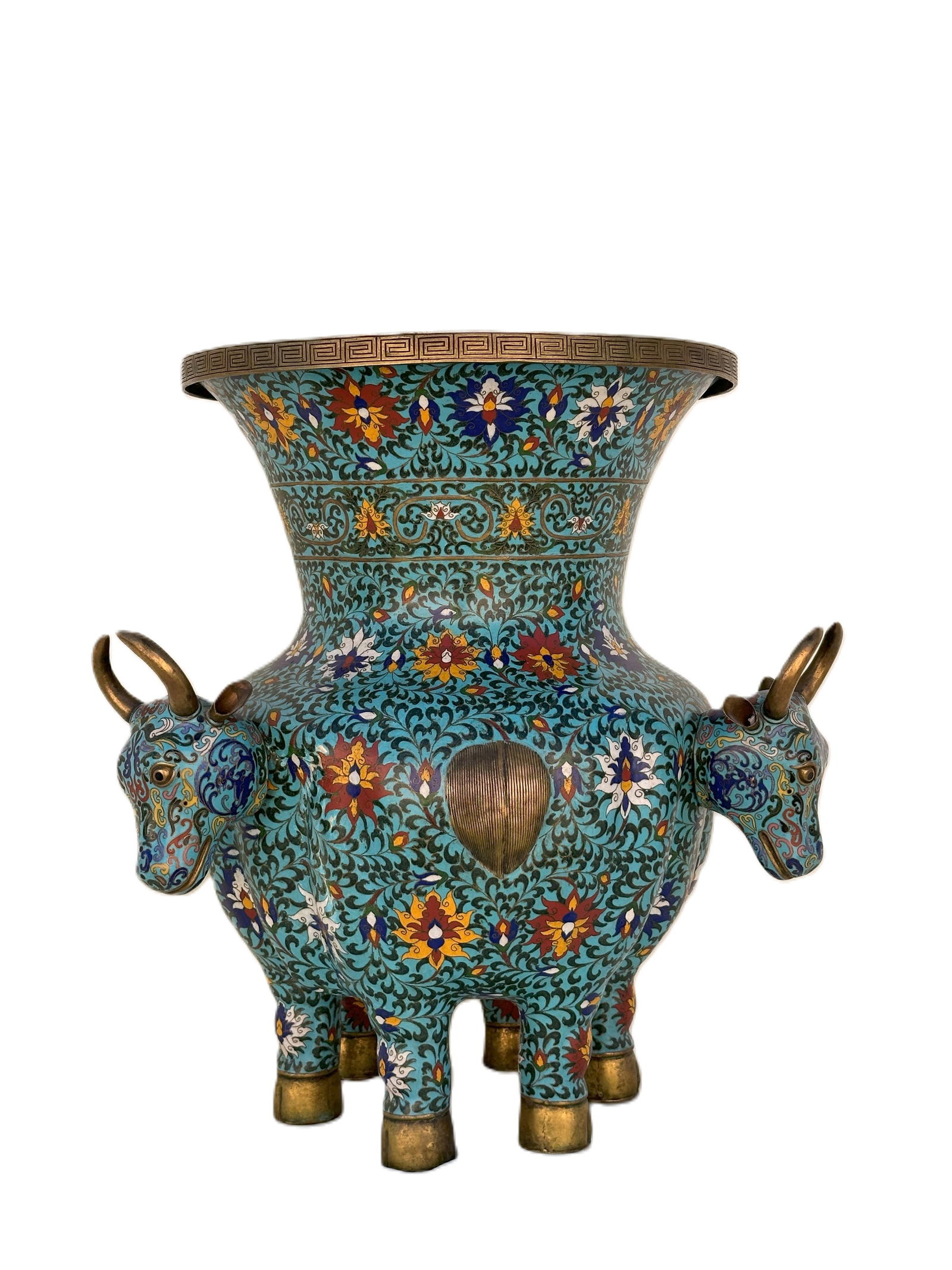 19th Century A Large Cloisonne Floor Sacraficial Vessels , Ding (1 of 7)