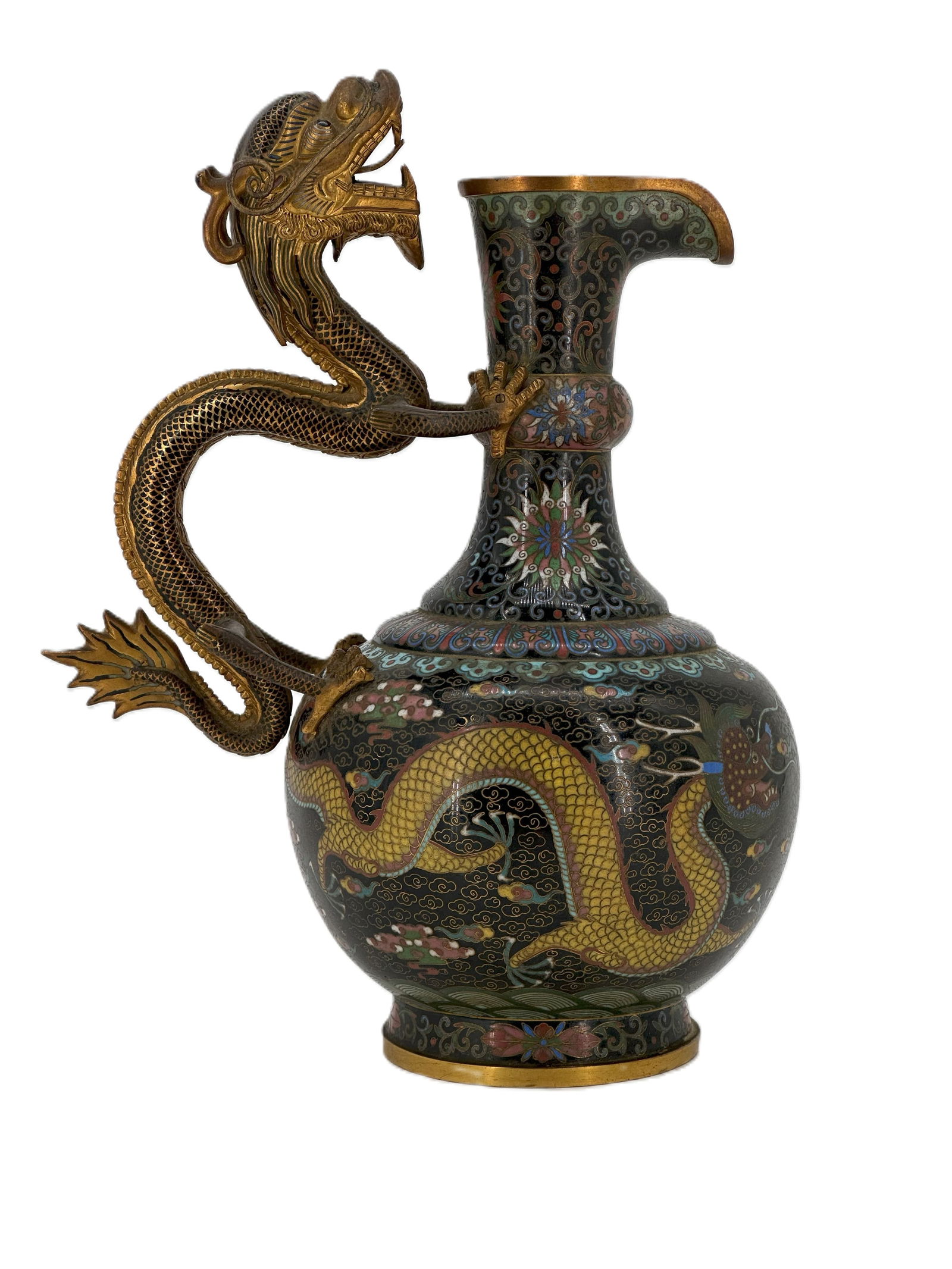 A Cloisonne Water Pitcher W/ Dragon Handle. (1 of 6)
