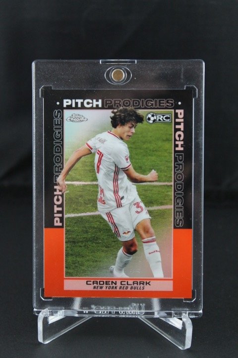 2021 Topps Chrome MLS Soccer #186 Caden Clark # 20/25: 2021 Topps Chrome MLS Soccer #186 Caden Clark # 20/25 RC Rookie Card Orange Pitch Prodigies