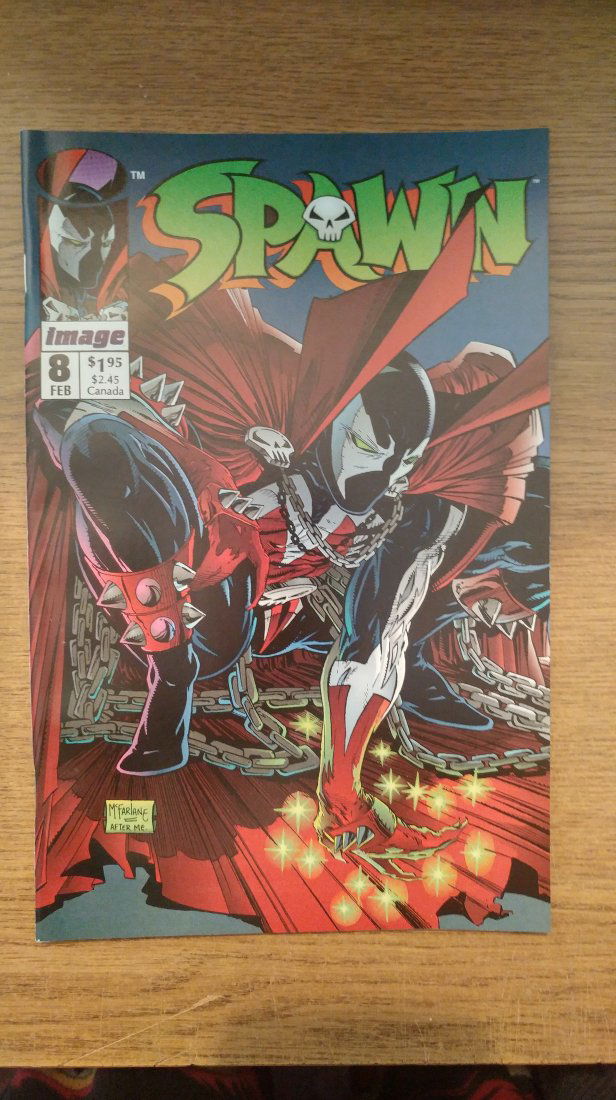 SPAWN #8  NMT  TODD McFARLANE, ALAN MOORE, FRANK MILLER POSTER INSIDE (1 of 1)