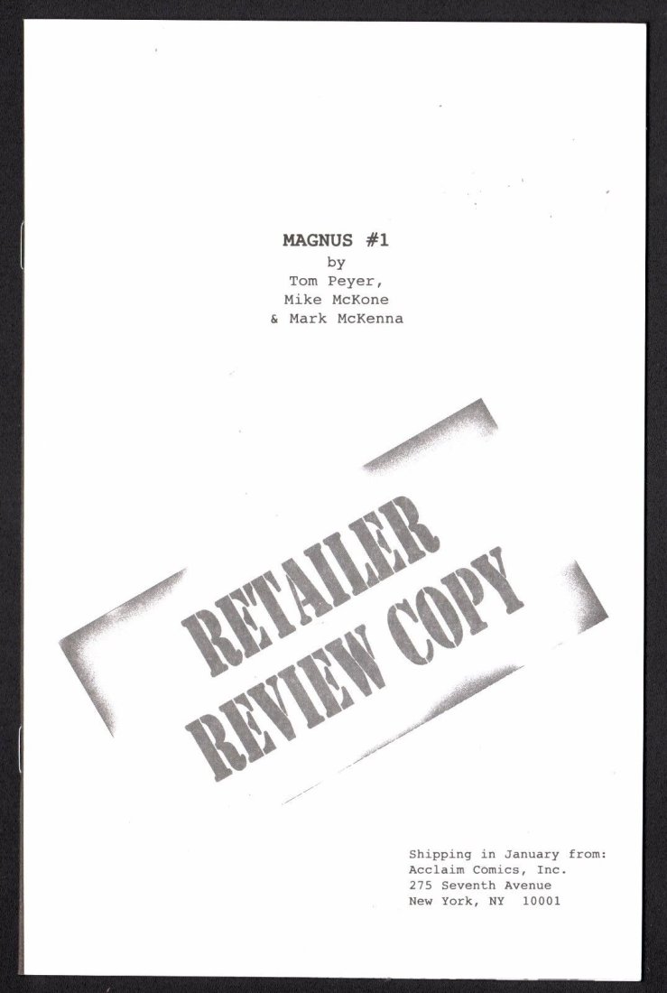 MAGNUS ROBOT FIGHTER #1 RETAILER REVIEW COPY  VALIANT ACCLAIM B&W RARE (1 of 1)