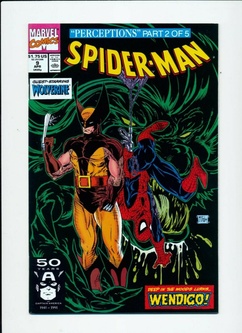SPIDER-MAN #9  WOLVERINE  TODD MCFARLANE  PERCEPTIONS PART 2   1ST PRINT 1991 (1 of 1)
