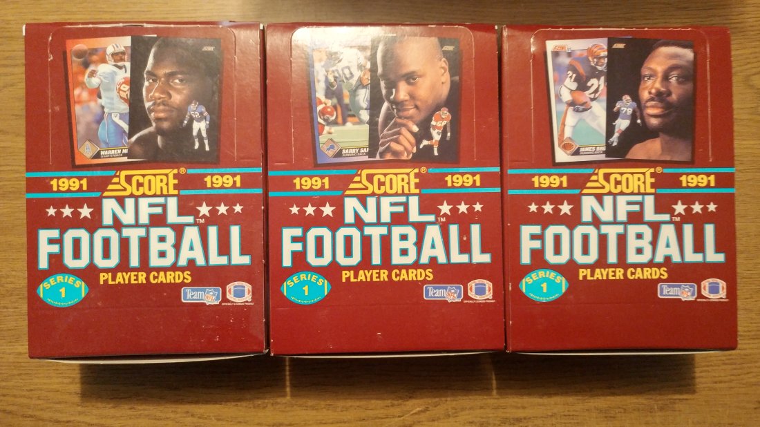 3 x 1991 SCORE SERIES 1 NFL Football TRADING CARDS UNOPENED Boxes LOT OF 3 BOXES (1 of 1)