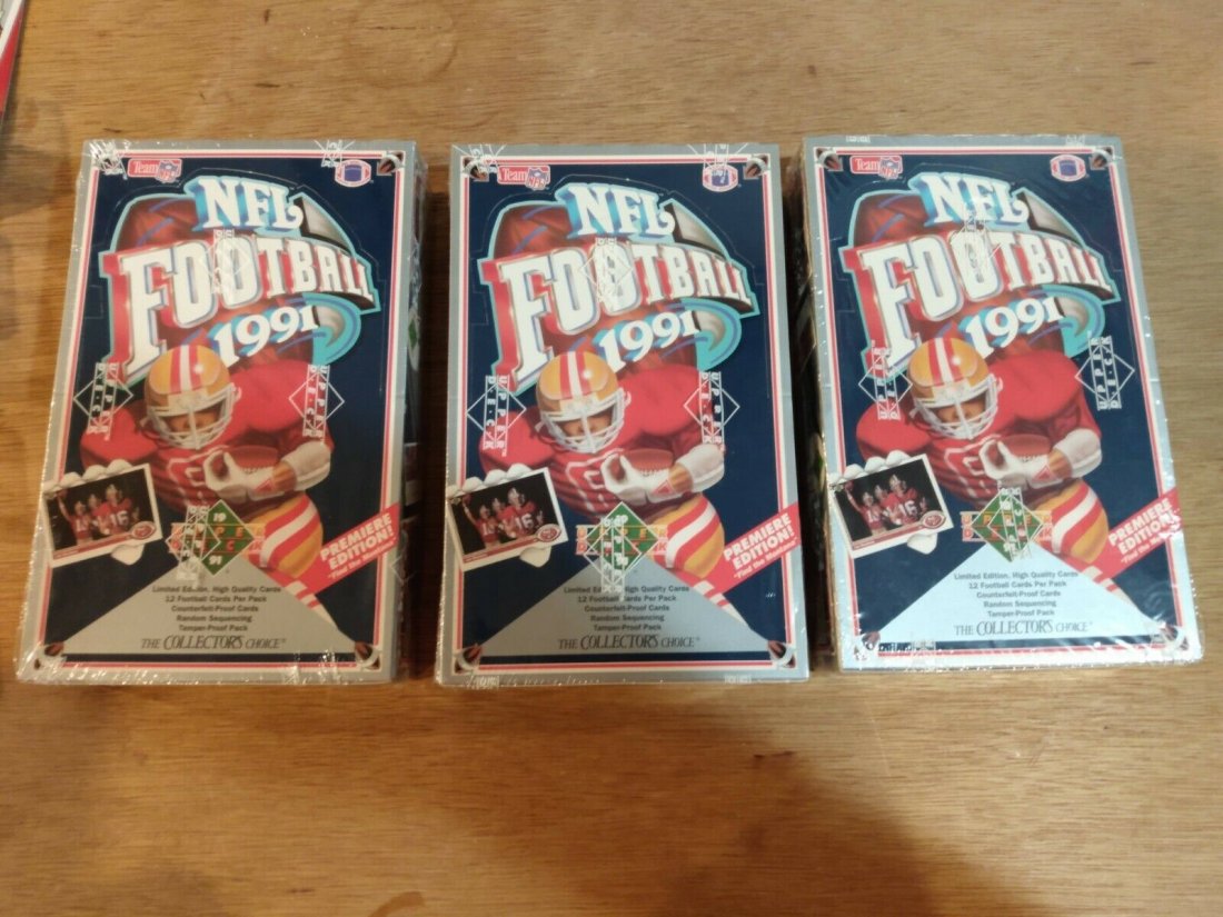 3x NFL 1991 UPPER DECK Low Series Football Trading Cards Sealed Boxes FAVRE RC? (1 of 1)