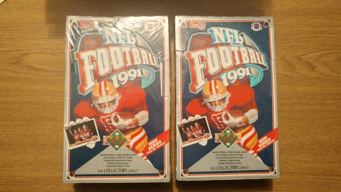 2x NFL 1991 UPPER DECK Hi Series Football Trading Cards Sealed Boxes FAVRE RC? (1 of 1)