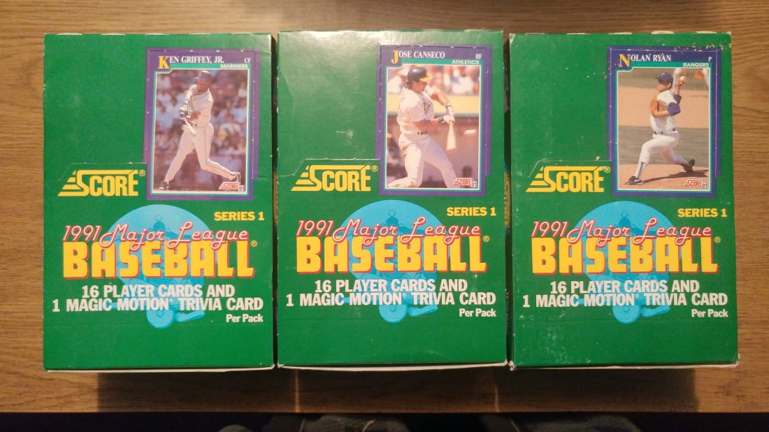 3 x 1991 SCORE Baseball SERIES 1 TRADING CARDS UNOPENED Boxes LOT OF 3 BOXES (1 of 1)
