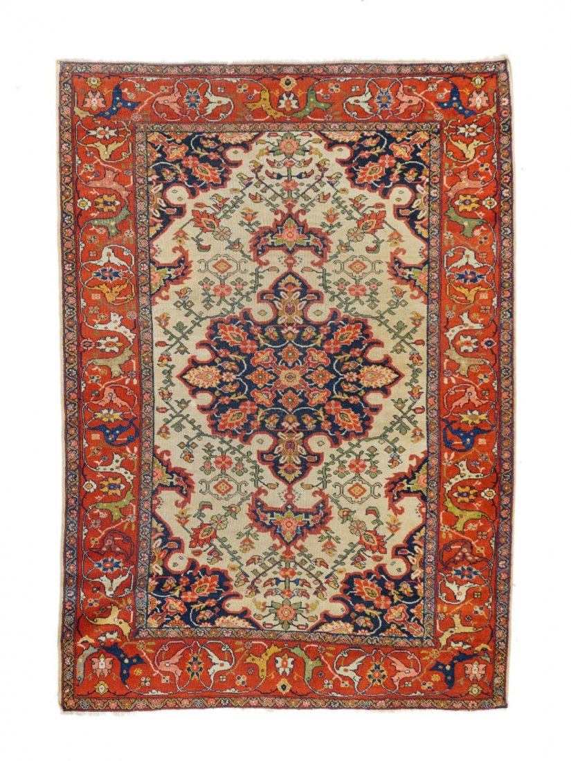 Farahan Sarouk Rug, 4'6'' x 6'6'': Antique Persian Sarouk Farahan Rug. 4'6'' x 6'6'' . 1.37 x 1.98 M