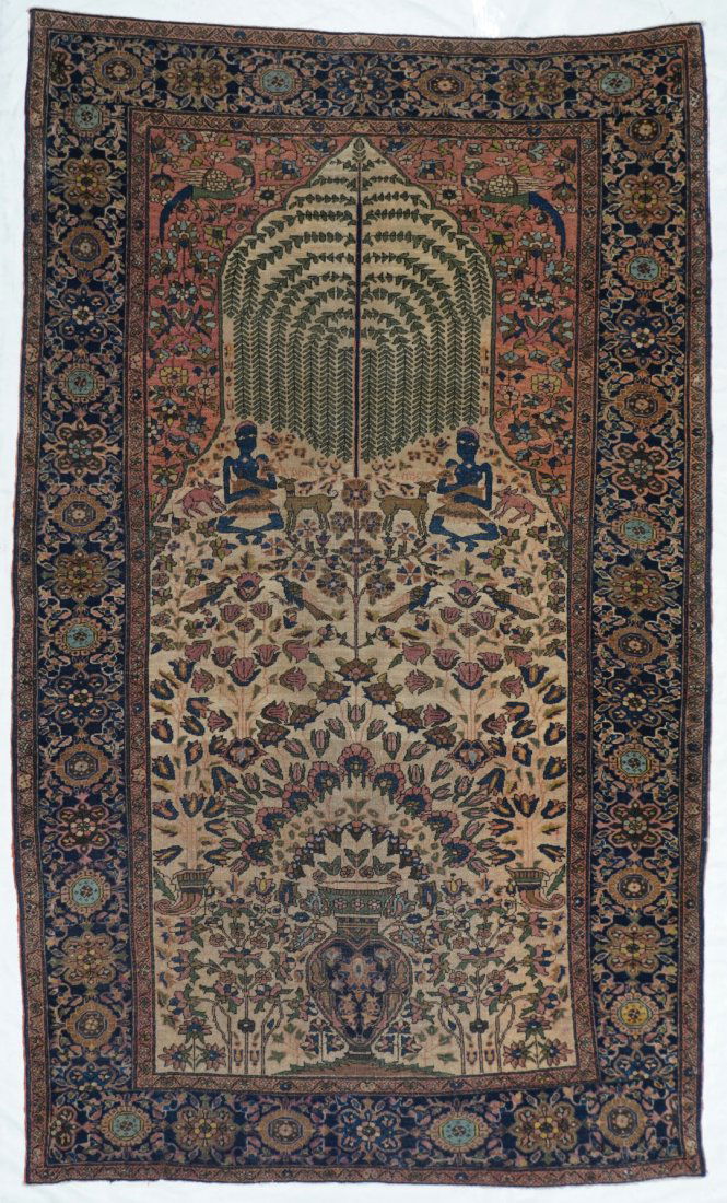 Farahan Sarouk Rug, 3'9" x 6'3": Antique Persian Sarouk Farahan Rug. 3'9" x 6'3" . M