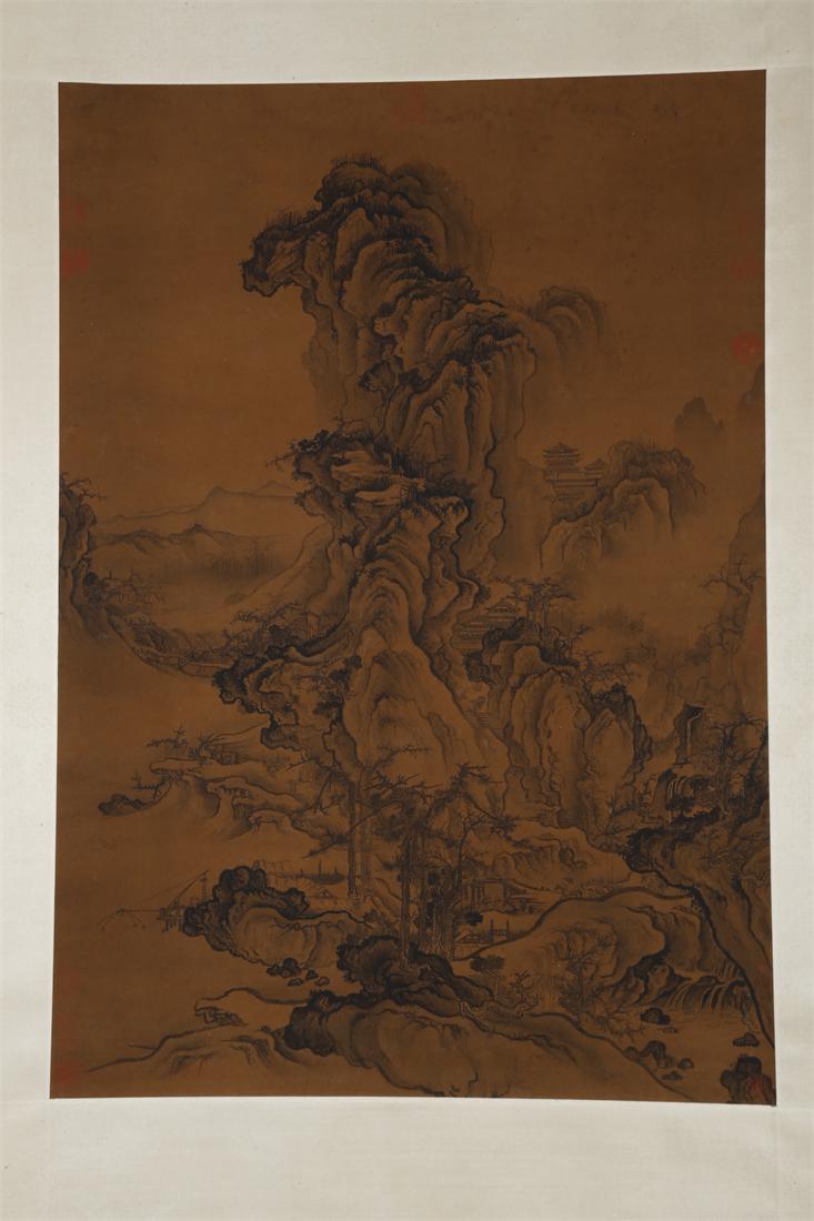 A LANDSCAPE PAINTING ON SILK BY GUO XI. (1 of 10)