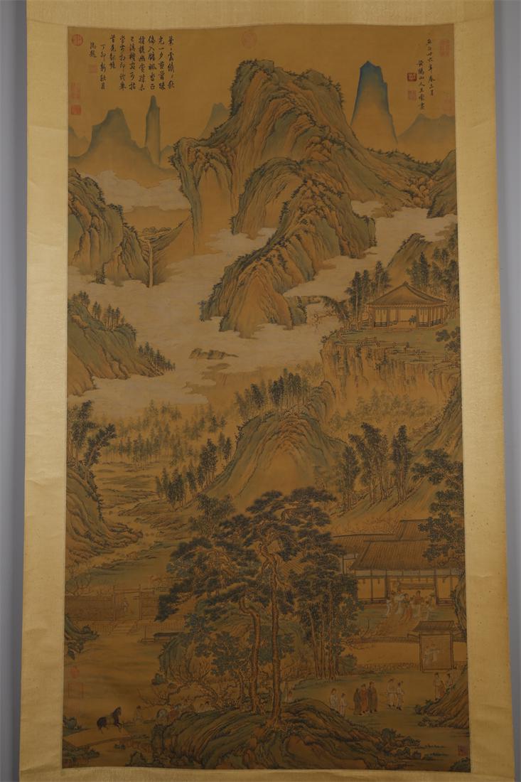 A LANDSCAPE PAINTING BY WANG MENG.: Landscape Painting on Silk, Hand Painted by Wang Meng.
