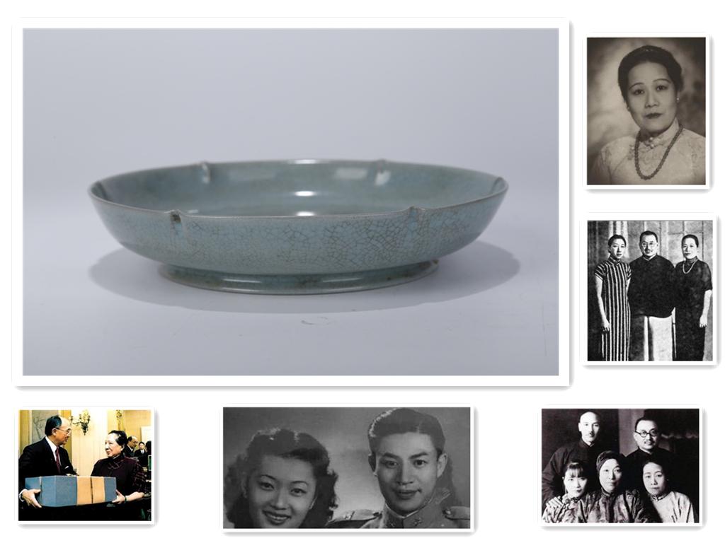 A CELESTE GLAZED PORCELAIN PLATE. (1 of 6)